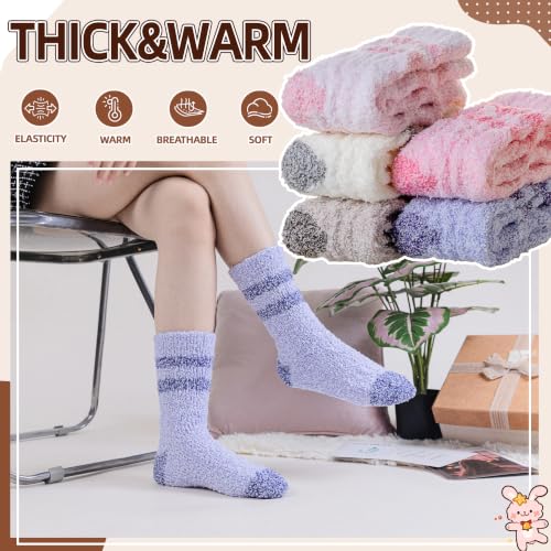 Image of Velice Womens Fuzzy Socks Soft Cozy Fluffy Slipper Winter Thick Warm Plush Sleeping Christmas Socks