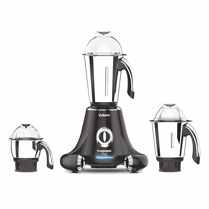 Vidiem Mixer Grinder 645 A Tusker | Mixer grinder 1000 W with 3 Jars | 3 Leakproof Jars with self-lock for wet & dry spices, chutneys | 5 Years Warranty