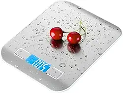 Balança Digital cozinha Inox 10kg – Pesagem de Alta Precisão, Visor de Alta Definição, Resistente à Água, Base Antiderrapante! Ideal para Cozinha, Dietas e Confeitaria