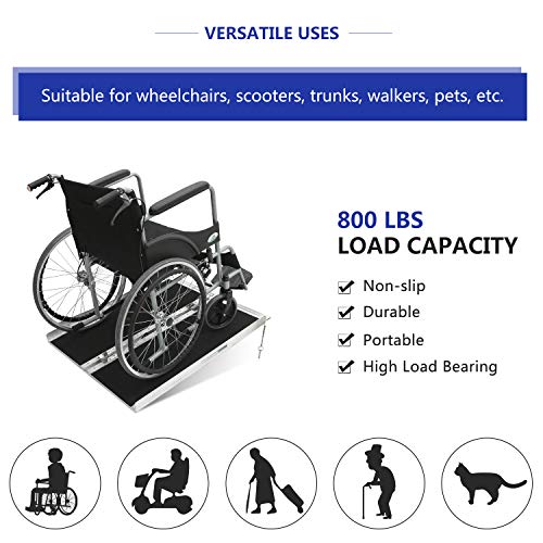 ORFORD Non Skid Wheelchair Ramp 3FT, 800 lbs Weight Capacity, Utility Mobility Access Threshold Ramp for Home Steps Stairs Doorways Scooter - Thumbnail 5