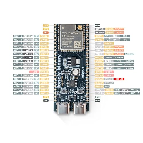 Lonely Binary ESP32-S3 Development Board Gold Edition 16MB Flash 8MB PSRAM Dual USB-C IPEX Antenna WiFi Bluetooth for Arduino IoT Projects, MicroPython & ESP-IDF N16R8 (16MB +Antenna Gold Edition) - Image 8
