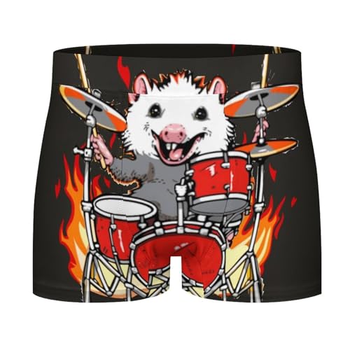 Opossum Playing Drums Men's Boxer Brief Boxer Shorts Print Underwear Stretch Boxer Trunk Soft4