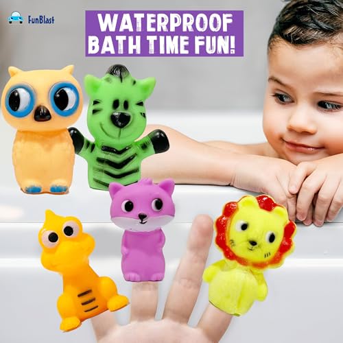Image of FunBlast Finger Puppets Toys for Kids - Pack of 5 Rubber Animal Puppets - Washable, Colorful Storytelling Puppet Toy for Toddlers - Random Design