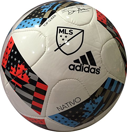 adidas Performance 2016 MLS Top Glider Soccer Ball, White/Shock Blue/Black, Size 5