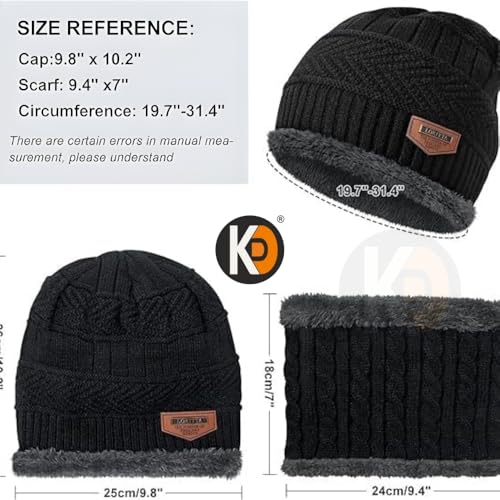 Image of K D Winter Wear 3-in-1 Cap Muffler Gloves Set for Adults | Woolen Beanie Cap, Mafler Scarf & Hand Gloves | Thermal, Fleece, Unisex (Cap-mafler Black - Glovess Army) Pack of 01