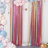 Sparkle Backdrop Curtain 2 Panels Set Sequin Photo Backdrop 2FTx8FT Sequin Backdrop Curtain Pack of...