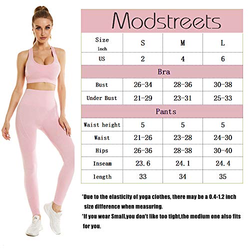 Buy Modstreets Workout Set For Women 2 Piece Seamless Yoga Outfits High Waisted Leggings And Yoga Ribbed Sports Top Bra Set Pink S At Amazon In