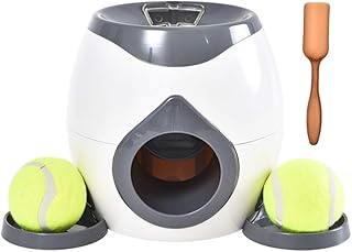 NA. WEI EI Interactive Pet Ball Launcher Toy Dog Tennis Food Reward Machine Thrower Slow Feeder for Cats Kitten Puppy (Gray)