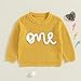 Mubineo Baby Girl Boy Cute 1st Birthday Sweater Long Sleeve Infant First Birthday Sweaters One Year Old Winter Clothes (Mustard Yellow, 9-12 Months)