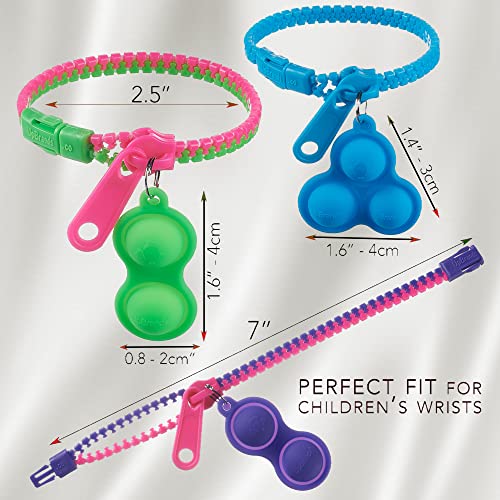 Upbrands 48 Upgraded Pop-It Zipper Bracelets For Kids, Adhd Fidget Toys, Simple Dimple Fidgets For Kids, Anxiety Relief Fidget Toys, Kit For Halloween Trinkets, Goody Bags & Easter Eggs Hunt Fillers #TOP2