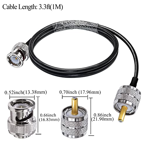 TUOLNK BNC Male to UHF PL259 Male RG58 Coax Cable 1m/3.3ft 50Ohm - Image 2