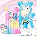 WonderBabe 2pcs Girls Nightgown Unicorn Flutter Short Sleeves Nightdress Pajamas Toddler Nightgown Sleepwear Night Gowns for Kids Girls 10-12