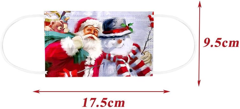 10PC Adults Christmas Printed Breathable Disposable 3Ply Face_Mask Face Bandanas Outdoor Work