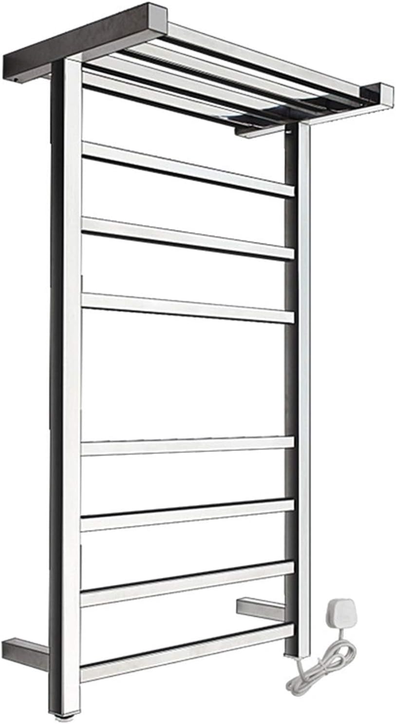 Towel Warmer Drying Rack, 304 Stainless Steel Electric Heated Towel Rail Radiator, Wall-Mounted Intelligent for Bathroom, Plug in