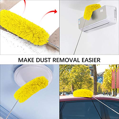 Image of DELUX Microfiber Feather Duster Extendable Cobweb Duster with 100 inches Extra Long Pole, Bendable Head & Scratch-Resistant Hat for Cleaning Ceiling Fan, High Ceiling, Blinds, Furniture & Cars