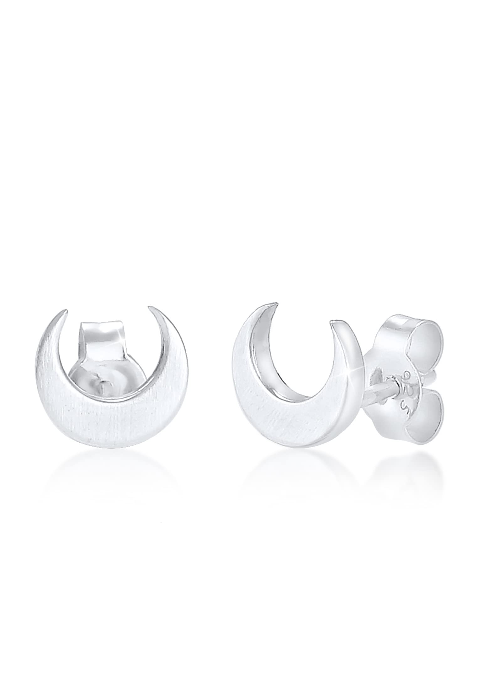 Elli Women's Earring Half Moon Luna Basic Trend Matt in 925 Sterling Silver