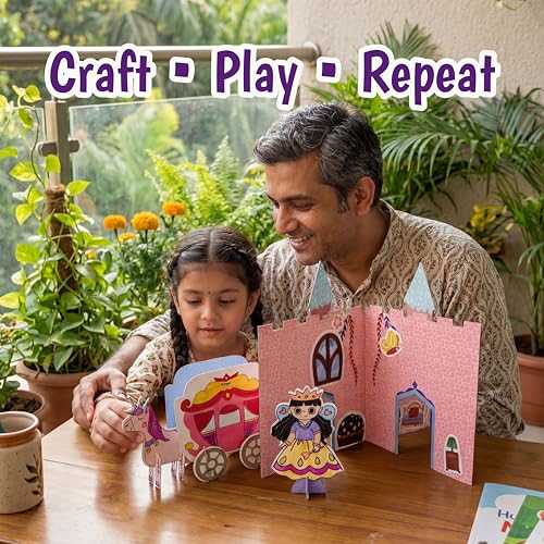 Image of The Curious Bees - Fairytale Craftivity Box for Kids (Age 4+) | DIY Princess, Unicorn & Castle Craft Kit | Build, Decorate & Play Story Set | Creative Activity Toy for Girls & Boys | BIS Approved | Made in India