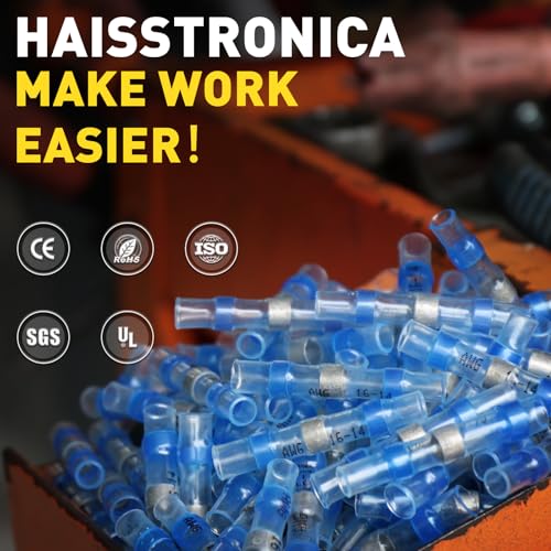 340PCS Solder Seal Wire Connectors-haisstronica Marine Grade Heat Shrink Wire Connectors-Butt Splice Wire Terminals for Marine,Electrical with Corrosion and Weatherproof(5Colors/5Sizes) by haisstronica - Image 6