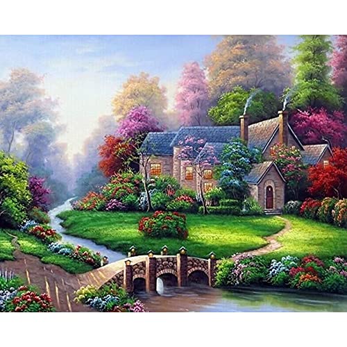 Kit broderie diamant 5D cabane de forêt 80x180cm, le cadeau créatif idéal pour passionnés de DIY