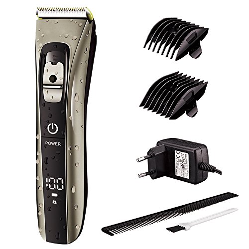 SURKER Cortapelos Electrónico Maquina Cortar Pelo Profesional Cortadora Pelo Hombre Sin Cable Recargable USB Impermeable con Pantalla LED Interruptor Tactil