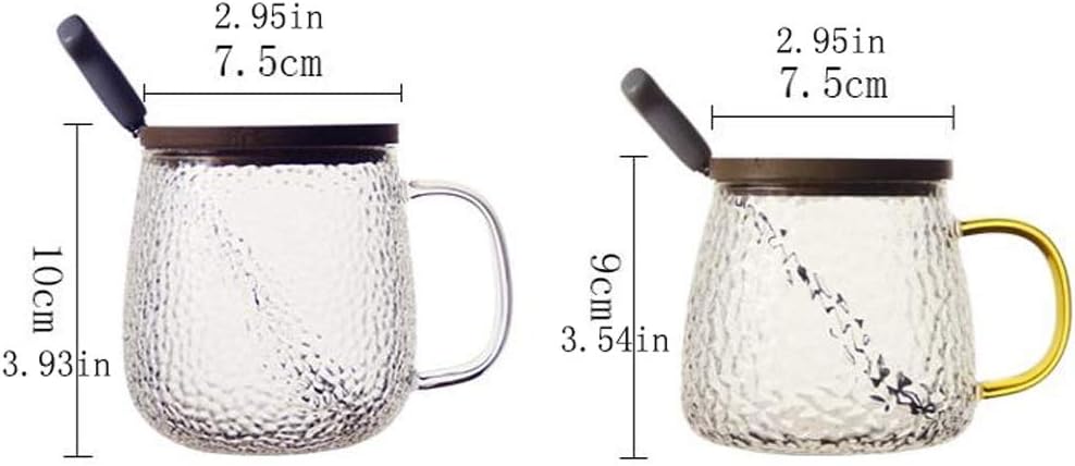 TOMYEUS Water Glasses Crystal Drinking Glasses Tumbler with Handle for Water, Juice, Coffee and Milk Drinking Glasses (Color : B)
