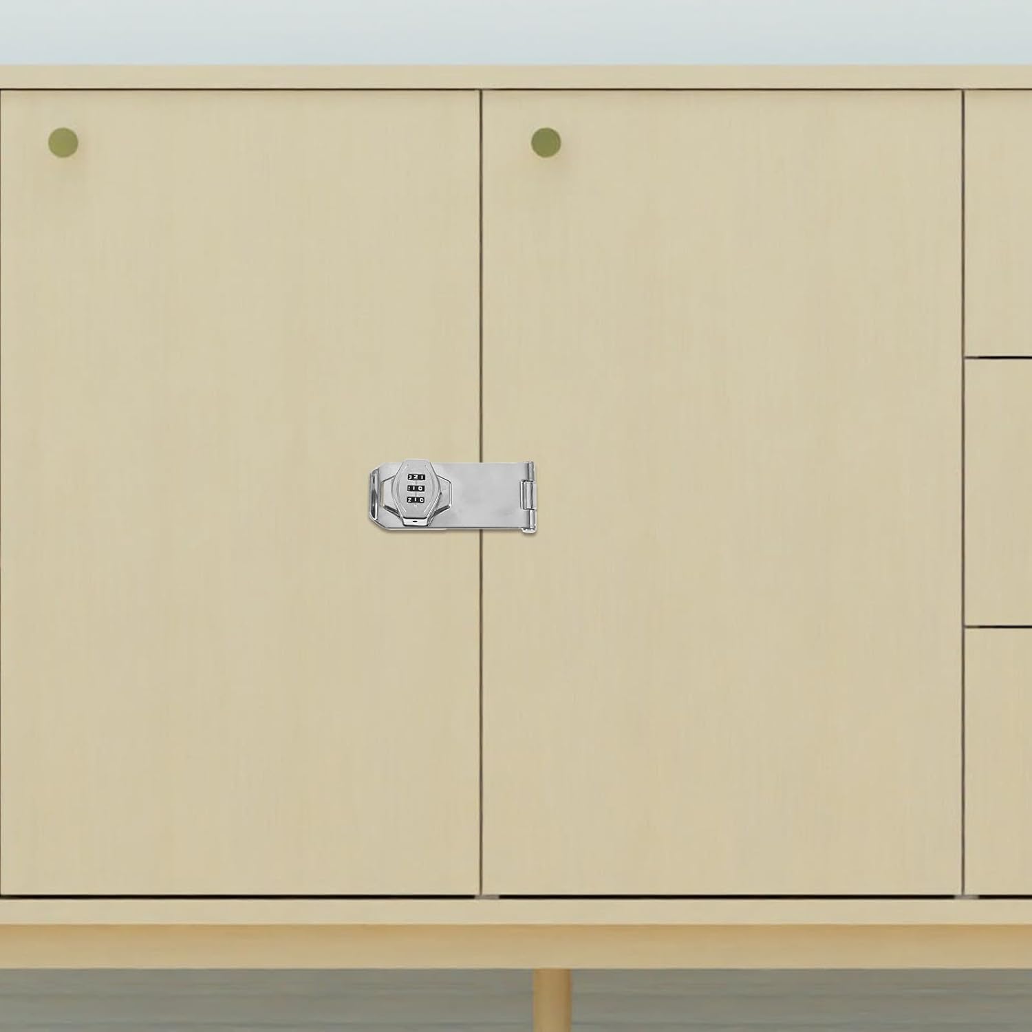 jojofuny Combination Cabinet Password Lock, Mechanical Drawer Lock with 4-inch Three-Hole Mount, Anti-Theft Silver Finish for Office and Bedroom Cabinets, Screw Installation