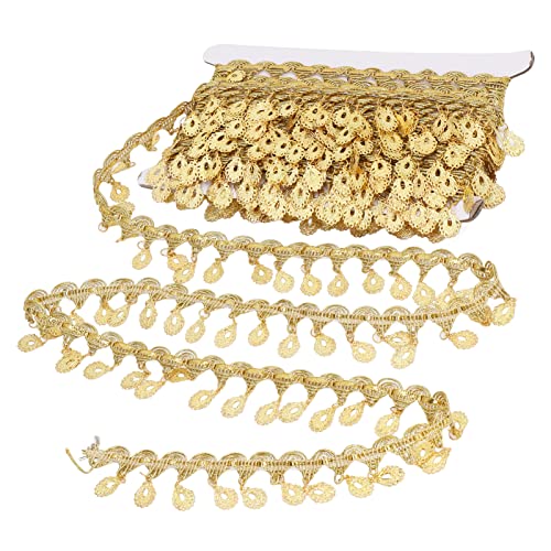 Gold Plated Tassel Sequins Fringe10 Yards Tassel Fringe Trim Chain for Sewing Crafts Wedding Party Clothing Accessories Belly Dance Chain Lady'S Accessories