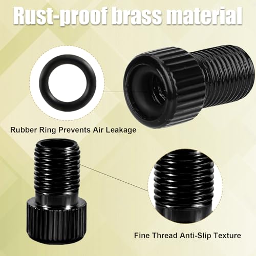12pcs Bike Presta Valve Adapter Sets, Aluminum Alloy and Plastic Bicycle Adaptors and Valve Caps with Storing Box Bike Tire Air Pump Adapters for Basketballs Volleyballs Footballs Balloons (Black) - Thumbnail 4