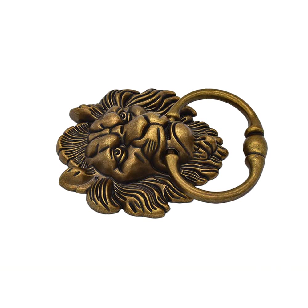 Löwenkopf Klopfer mit Schrauben, Zinklegierung Löwenkopf-Ringe Löwen-Möbelklopfergriff Möbelklopfer für Schrank, Schublade, Tür, Barhocker (Bronze)