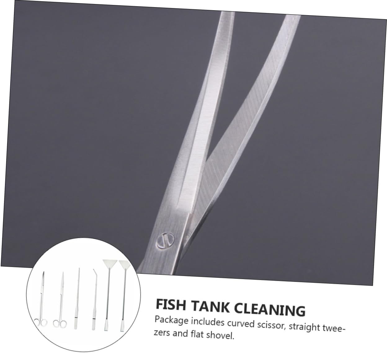 1 Set Aquarium Cleaning Tool with Curved Scissors Straight Tweezers Flat Shovel Water Cleaner for Fish Tanks and Accessories for Aquatic Plant Care