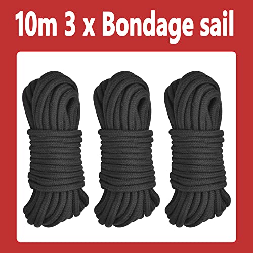 3Pack Soft Cotton-Rope Black Sex Bondage Kit Bdsm Beginner Set Shibari Bondage Ropes Restraint Kit Fetish Adult Sex Toys For Women Men And Couples #TOP6