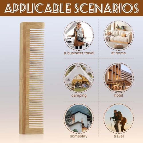 SMCEHEYA Wooden Fine Tooth Comb, Large Bamboo Hair Detangler, 5Pcs Handmade Anti-Static for Men and Women No Handle - Image 4