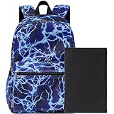 Kimwadalh Mesh Backpack with Pencil Bag for Boys Man Lightning Blue Semi-Transparent Laptop Backpack for Boys See Through Lightweight Backpack for Beach Swim Work Travel