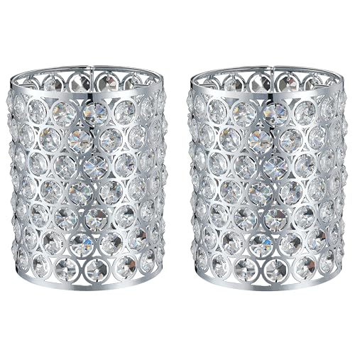 Image of 2 Pack Crystal Replacement Covers Metal Shade Pendant Ceiling Chandelier Wall Sconce Lamp Chrome Fixture