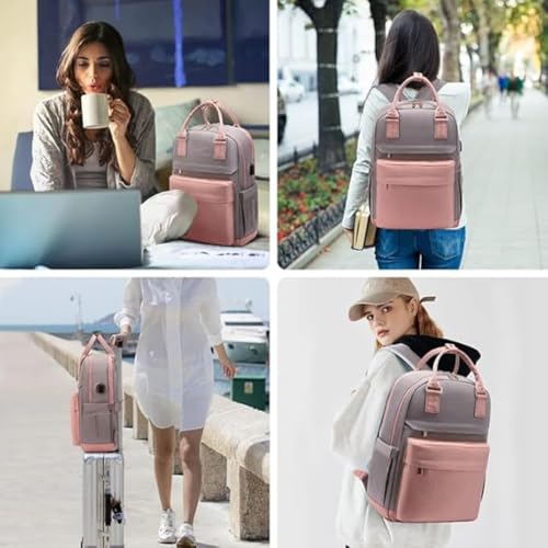 Image of MOCA Women's Minimal Laptop Backpack | Stylish Office & Travel Bag with USB Charging Port | Lightweight, Multi-Pocket, Fits 15.6 inch Laptop