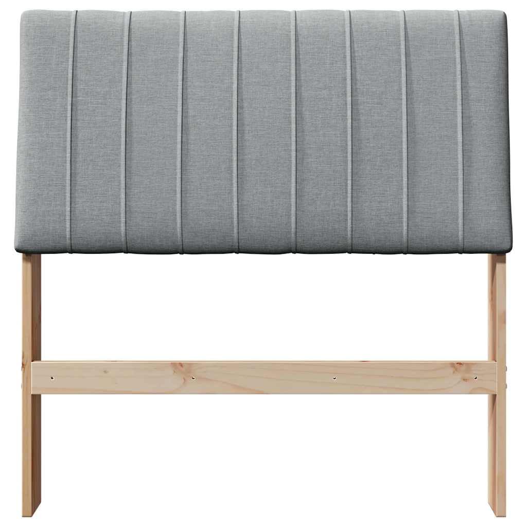 Tête de Lit Capitonnée en Tissu et Pin Massif 90 cm Gris Clair