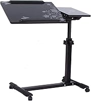 Vista 1 de Mesa de cama con ruedas, ajustable y rodante, para computadora portátil, escritorio, bandeja de hospital, mesa para sofá, silla, mesa auxiliar