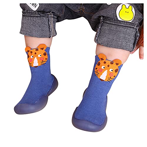 Sapatos de borracha para bebês meninos e meninas de malha sólida quente sola macia meias pantufa mei