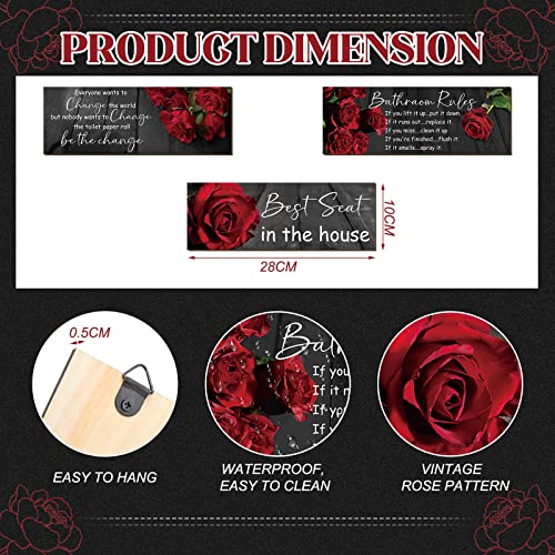 Sintuff 3 Pieces Everyone Wants To Change The World Bathroom Signs Funny Bathroom Wall Art Be The Change Bathroom Rules Wall Pediments Red Rose Floral Wooden Hanging Decor #TOP1