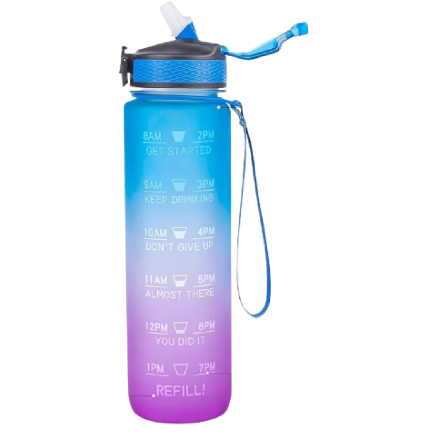 Multicolor Sipper Water Bottle For Adults With Time Measurement BPA Free Non-Toxic Water bottle for Office, Gym, School, Collage, Home (1 litre) (Purple Blue) (B0D8QG5H62) Amazon Price History, Amazon Price Tracker