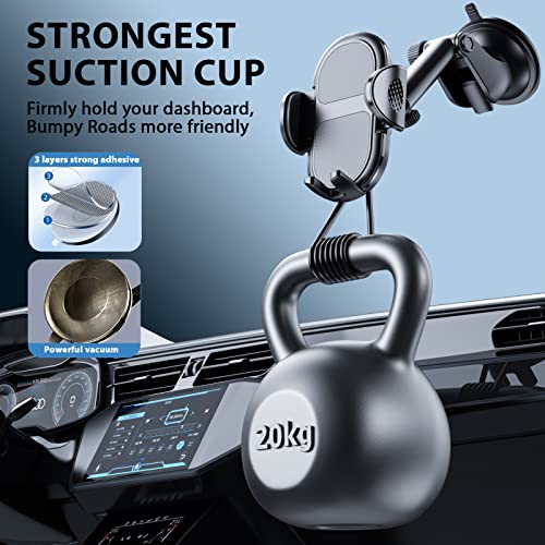 ORIbox Phone Mount for Car,Car Phone Holder Mount with Strong Suction Cup Dashboard Windshield Phone Mount Compatible with iPhone 14 13 12 11 Pro Max - Image 3