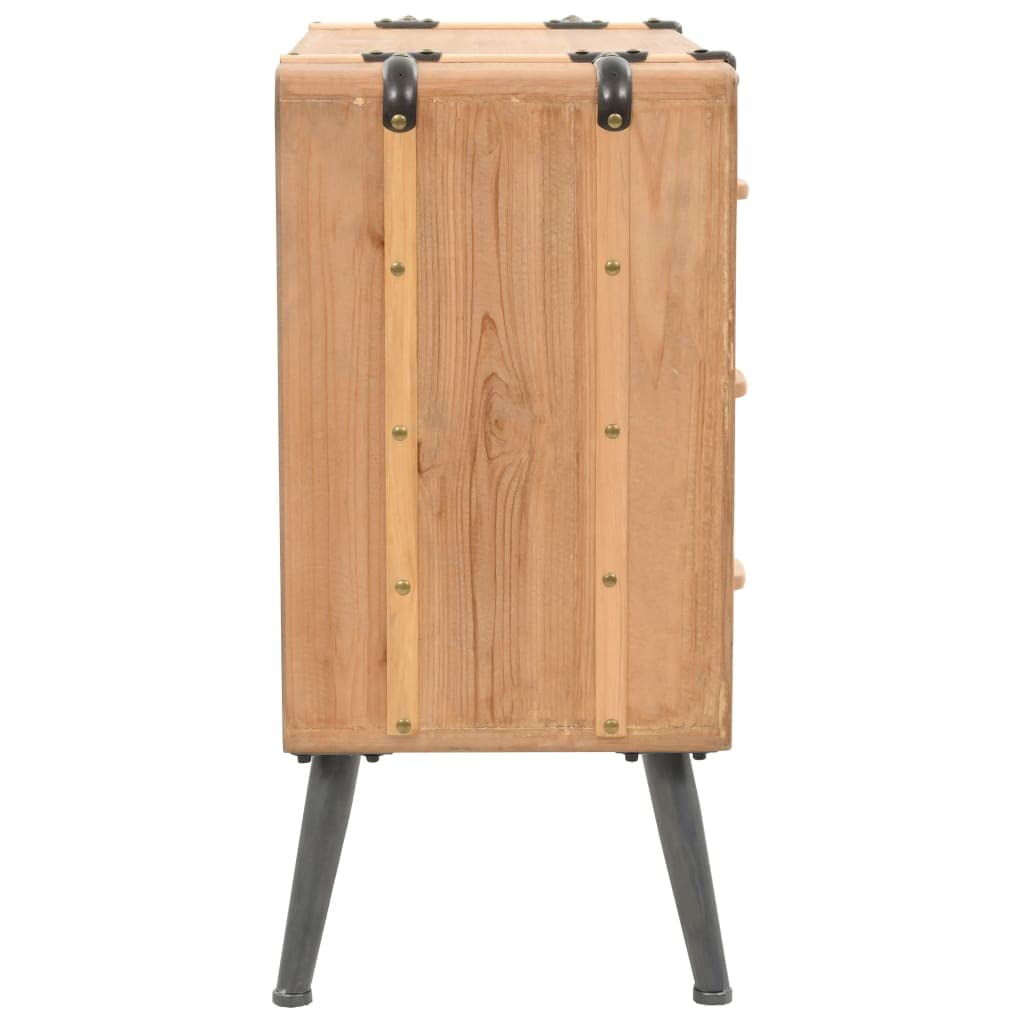 Commode à tiroirs en bois massif de sapin 91 x 35 x 73 cm avec 6 tiroirs, buffet pour salon, chambre à coucher, bureau, rangement avec design solide et aspect valise