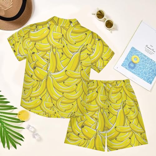 Image of visesunny Funny Boy's 2 Pieces Shirt and Short Set Casual Shirts Short Sleeve Beach Shorts Summer Outfits for 3-10 Years Kids