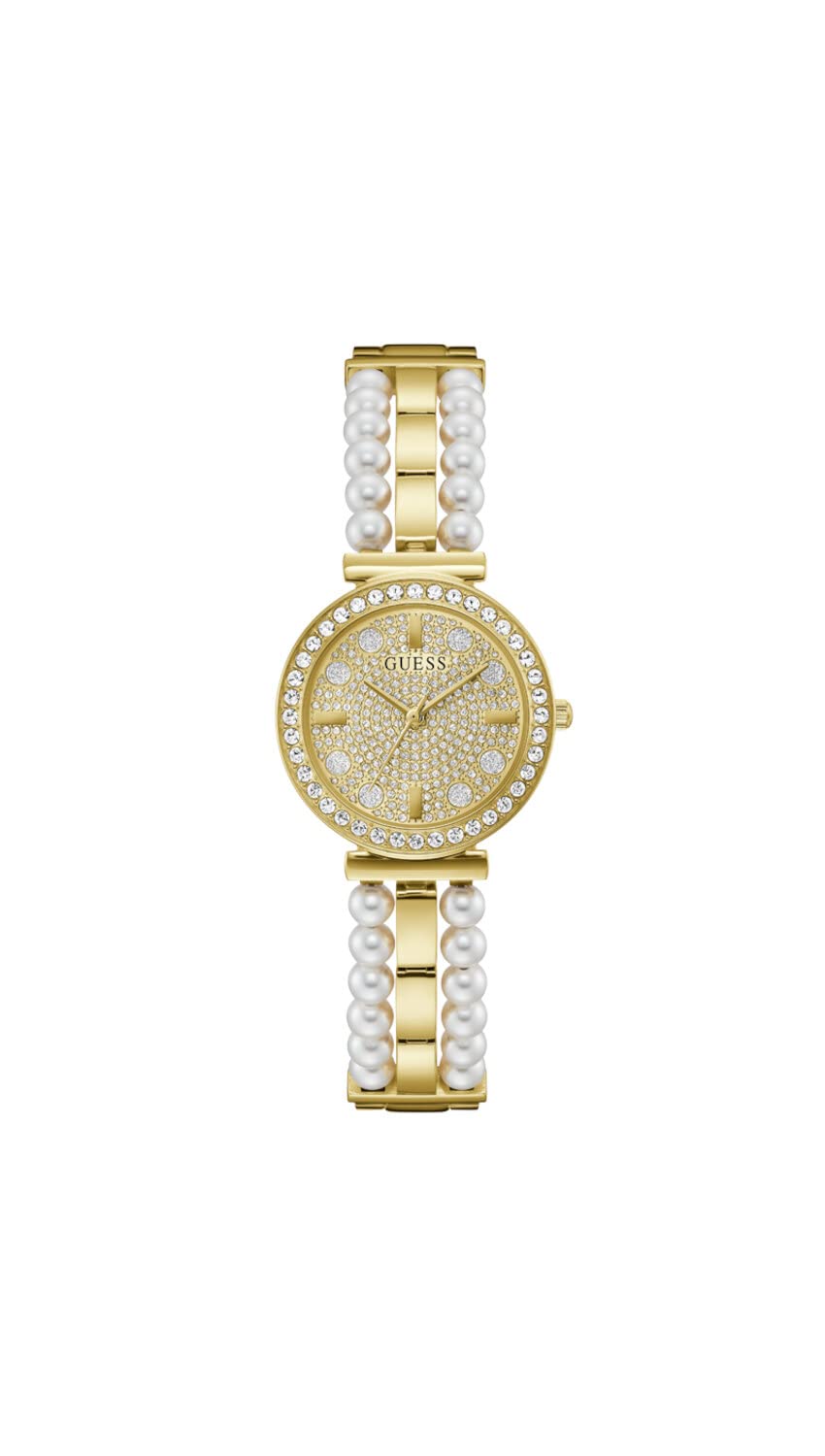 GUESSAnalog Beige Dial Women's Stainless Steel Band Watch-GW0531L2