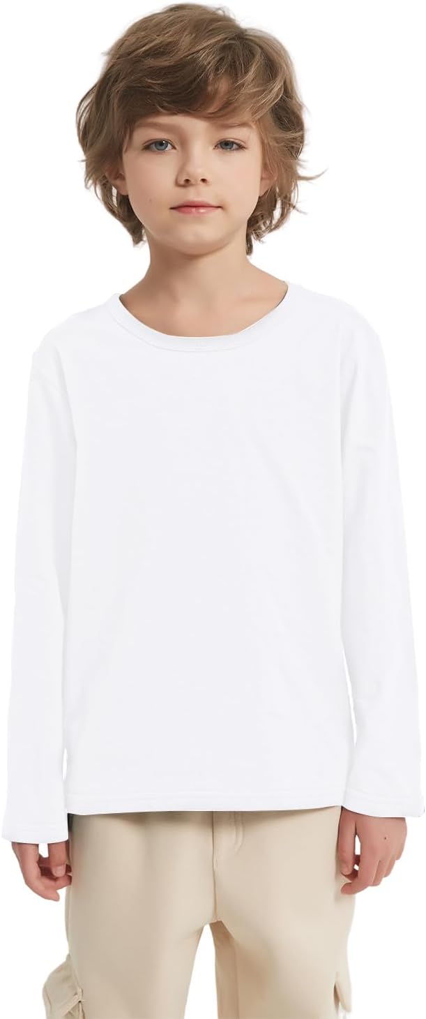 5 Pack Cotton Long Sleeve Tee Shirts for Boys Kids Toddlers' Basic Crewneck Tops T-Shirts - Image 2