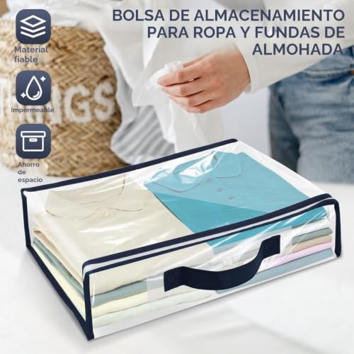 6 bolsas de almacenamiento transparentes de ropa con asa reforzada para organizar armarios 4