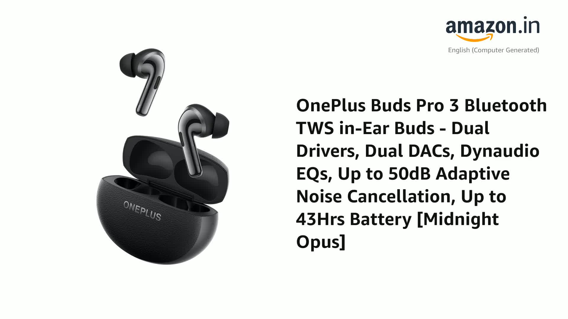 OnePlus Buds Pro 3 Bluetooth TWS in-Ear Buds – Dual Drivers, Dual