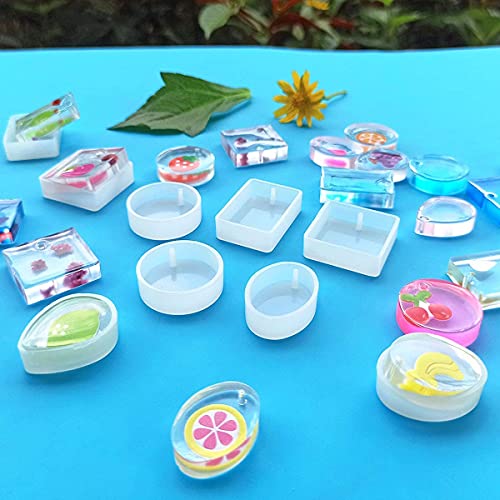 Image of R H LIFESTYLE 5 Shapes Silicone Resin Pendant Jewellery Molds with Hanging Hole Resin Art Mould (5 pcs Pendant Mould)