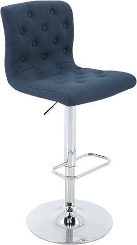 Miniatura 9 de Brage Living Taburete de bar de tela copetudo, taburete de bar giratorio ajustable en altura de mostrador con respaldo, silla de bar tapizada sin