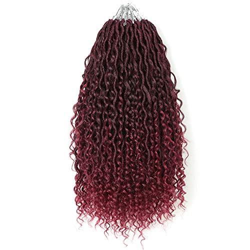 14inch New Goddess Locs Crochet Hair River Locs Pre Looped River Fauxs Locs Boho Hippie Locs Wavy Crochet Braiding Hair Extension for Women (TBurg)